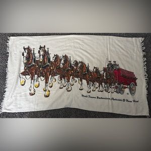 Vintage Budweiser Beach Towel Feat. Clydesdale Horse Team